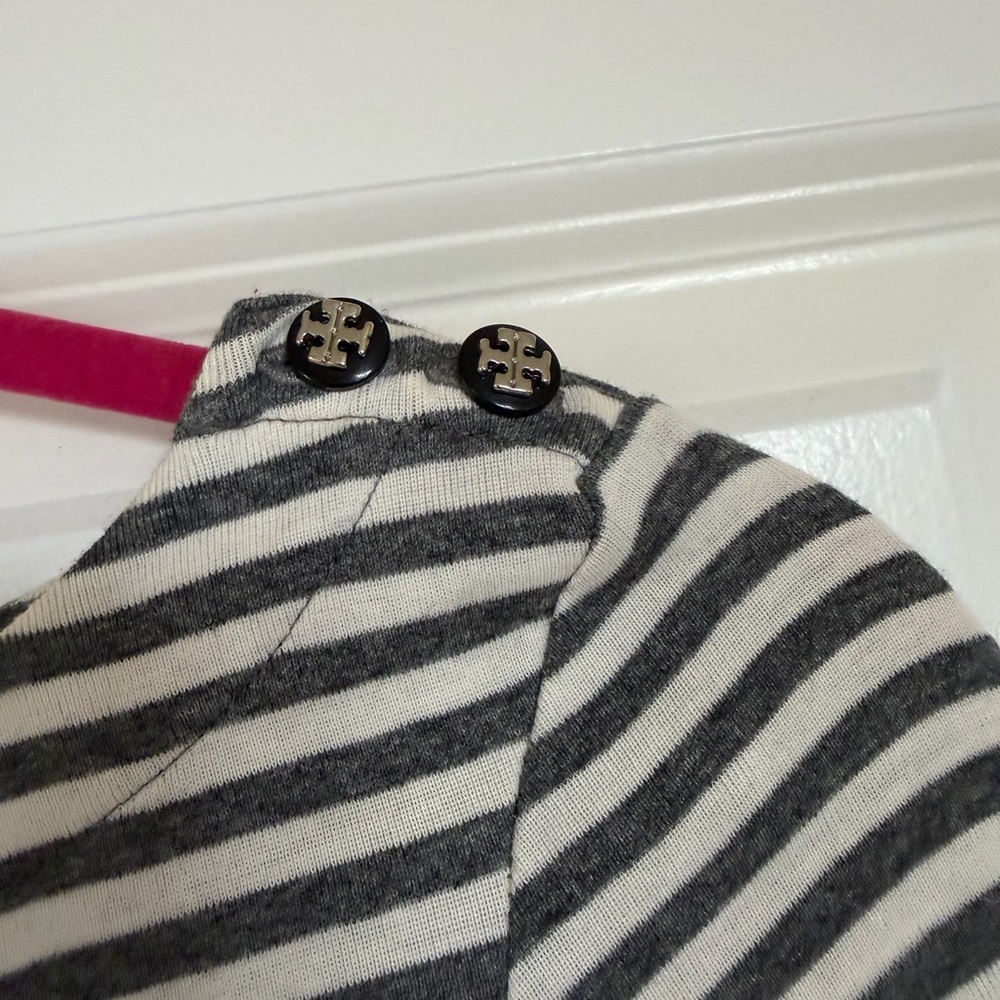 Tory Burch Black and White Striped Long Sleeve Dress - Picture 3 of 4
